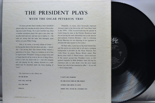 Lester Young feat. Oscar Peterson Trio [레스터 영 / 오스카 피터슨] – The President Plays With The Oscar Peterson Trio - 중고 수입 오리지널 아날로그 LP