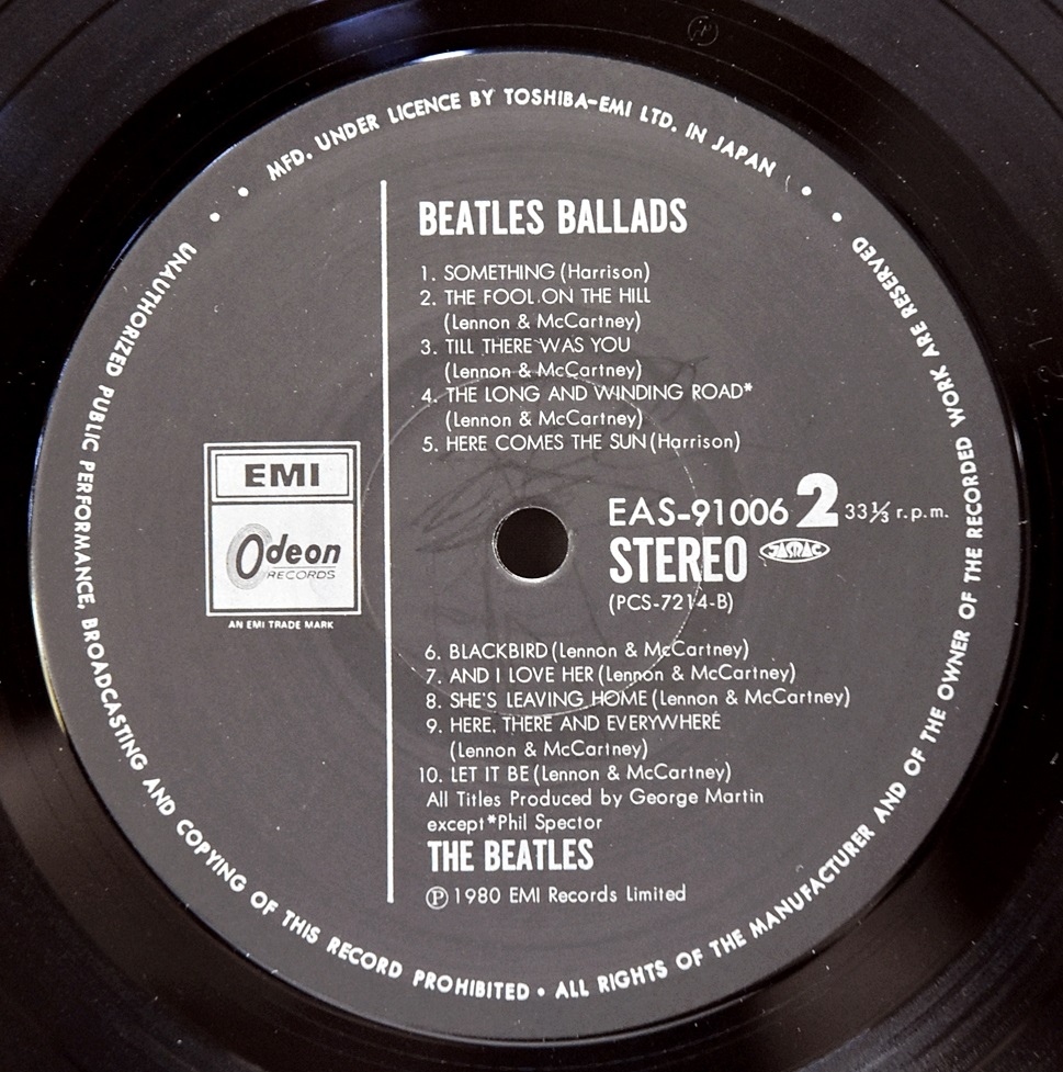 The Beatles [비틀즈] - The Beatles Ballads (20 Original Tracks) ㅡ 중고 수입 오리지널 아날로그 LP